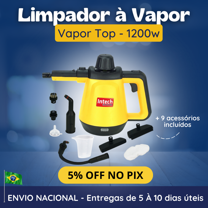 Limpador à Vapor com 9 acessórios + Brinde Esponja Mágica